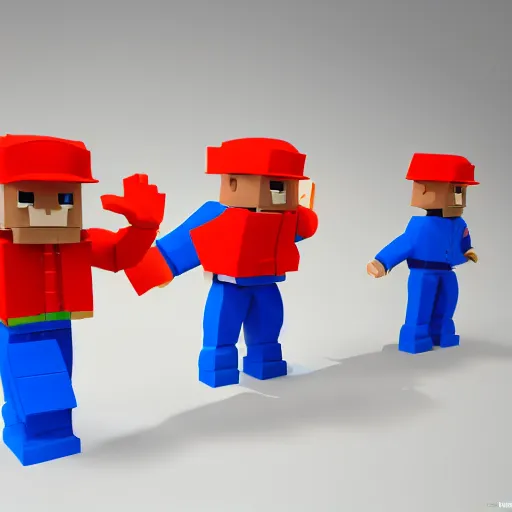 Prompt: high quality 3d render of block figures looking like roblox figures helping each other, bright and fun colors, octane render, trending on artstation