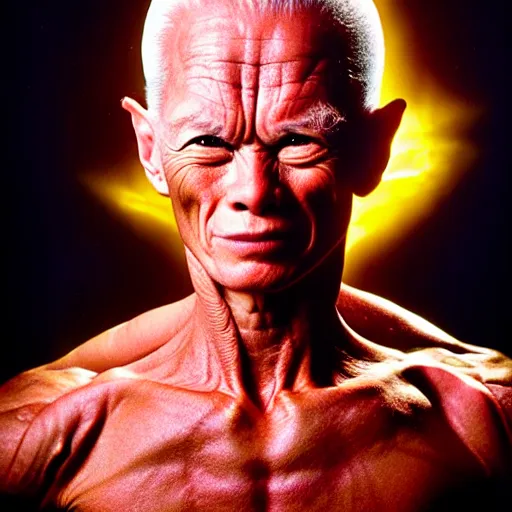 Image similar to uhd photorealisitc candid photo of a cosmic gotenks. hyperdetailed, accurate, studio lighting. correct face. photo by annie leibowitz and steve mccurry