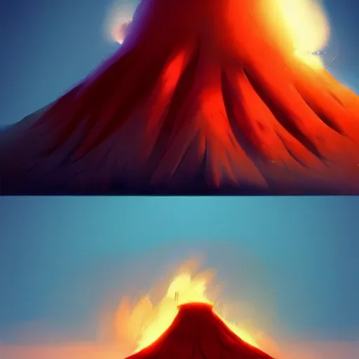 Prompt: goro fujita ilustration a volcano about to explode, characterized by cushart krenz, character art, sharp focus, highly detailed, artstation