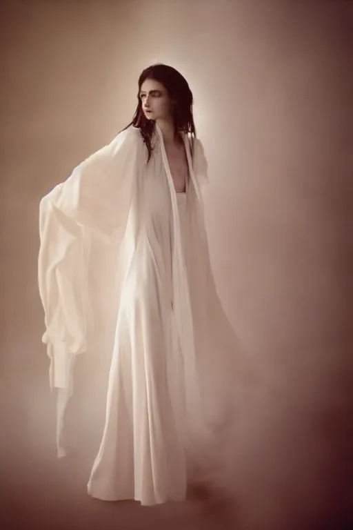 Prompt: kodak portra 4 0 0 long exposure photo portrait of a beautiful woman, dreaming in style of antoine d'agata and andrei tartovsky, dressed a long white, elegant, highly detailed, sharp focus, octane render, ethereal, otherworldly colors, atmospheric, soft light, dreamy, volumetric lighting unreal engine, epic fantasy