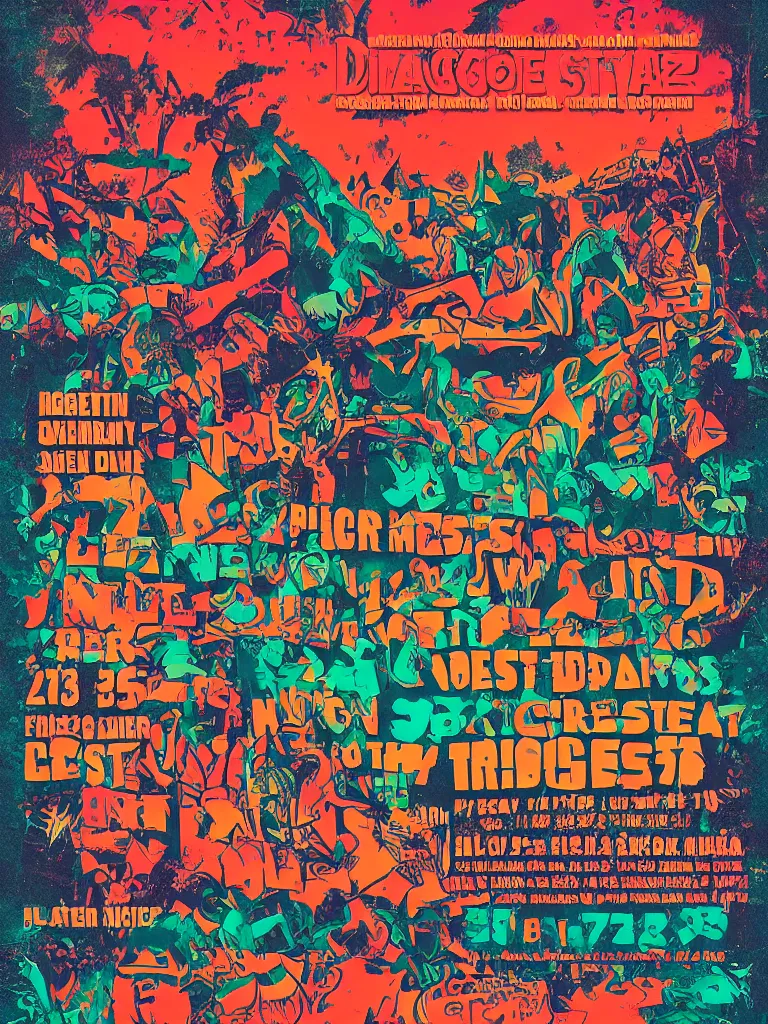 Image similar to poster for the diggerfest festival, really good vibes, creative, aesthetic!!!