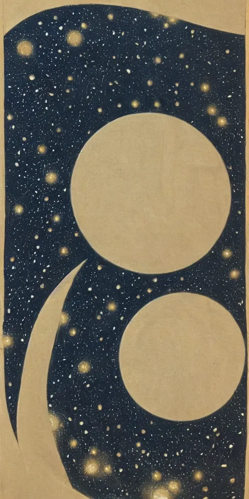 Prompt: oriental painting of the galaxy, detailed, refined, high quality, parchment, blackened space, lots of stars