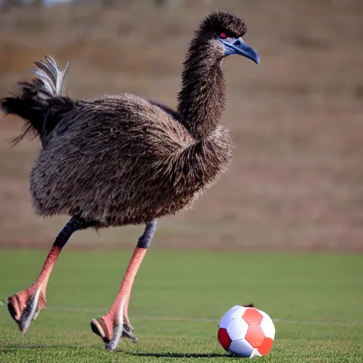 Image similar to emu playing football