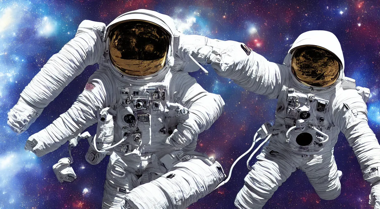 Image similar to digital art, astronaut in deep space, full body