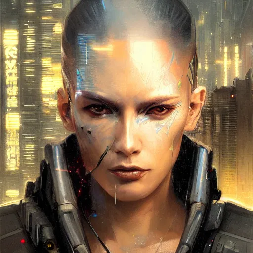 Prompt: cyberpunk, wintermute, neuromancer, closeup portrait of an evil ai, dramatic light, city background, sunset, dystopian setting, high contrast, sharp, painted by stanley lau, painted by greg rutkowski, painted by stanley artgerm, digital art, trending on artstation