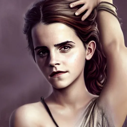 Prompt: a beautiful matte painting of emma watson, by steve argyle and mark arian
