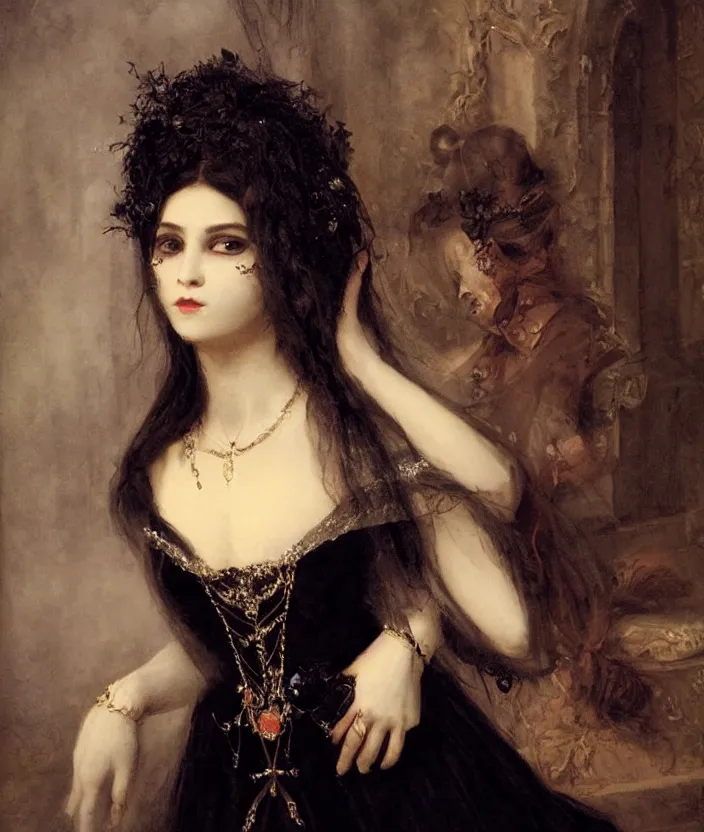 Image similar to gothic princess portrait by william - adolphe bouguerea, highly detailded