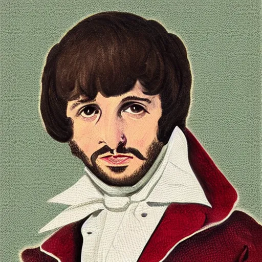 Image similar to regency era painting of a young ringo starr in the style of henry pierce bone