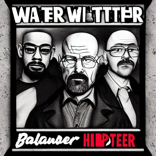 Prompt: walter white on a vintage hip hop album cover