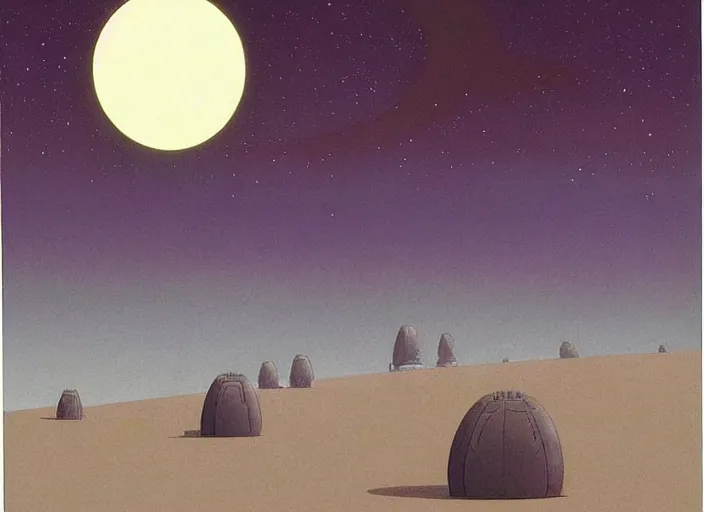 Prompt: ( ( ( ( ( dune 2 0 2 1 matte painting, sci - fi illustration, sci - fi environment, planets, desert scene, painting, highly detailed, psychedelic ) ) ) ) ) by ralph mcquarrie and moebius!!!!!!!