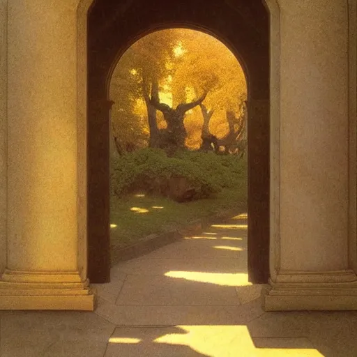 Image similar to a portal to another world. detailed. rule of thirds. intricate. sharp focus. wide angle. painting by maxfield parrish. wlop. greg rutkowski.