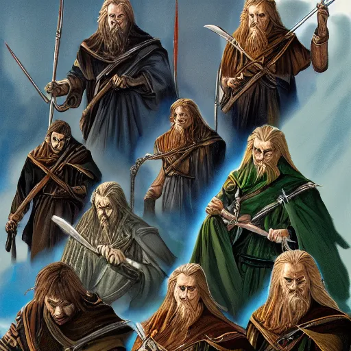 Image similar to illustration of The riders of Rohan in the style of J.R.R Tolkien 4K detail