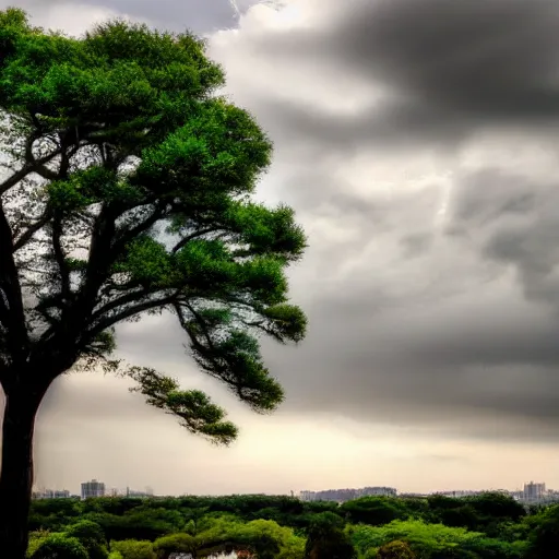 Image similar to a beautiful landscape with a tree and clouds on the outskirts of Tokyo by Matthew Quick