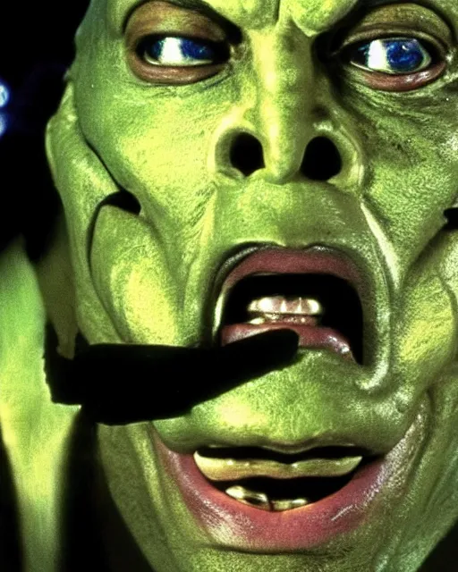 Image similar to film still close - up shot of dwayne johnson as stanley ipkiss from the movie the mask. photographic, photography