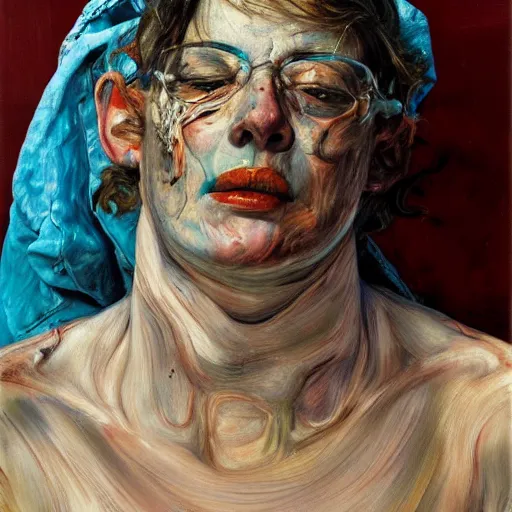 Prompt: high quality high detail painting by lucian freud and jenny saville, hd, madly in love, turquoise