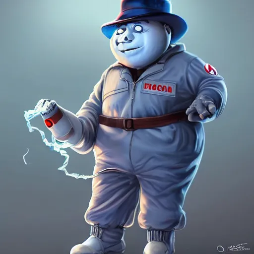 Image similar to the ghostbusters marshmallow man wearing timberlands and a yankee hat smoking a joint walking threw new york city, highly detailed portrait, digital painting, artstation, concept art, smooth, sharp foccus ilustration, artstation hq