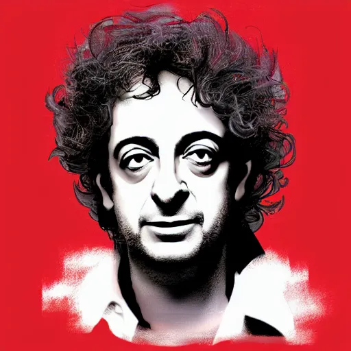 Prompt: gustavo cerati on a red moon, digital art