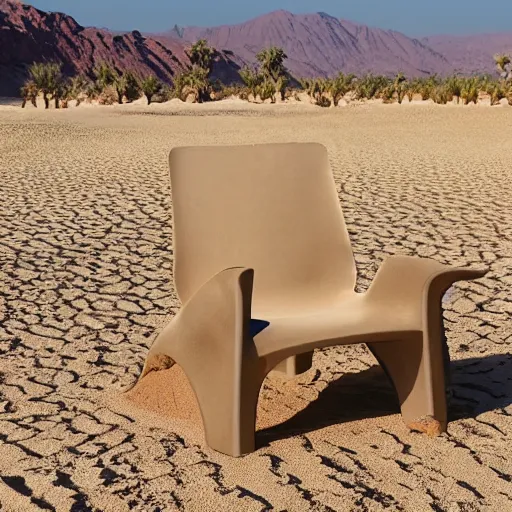 Image similar to a chair made of sand in the desert