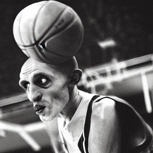 Image similar to portrait of nosferatu playing alone basketball at the nba, sport photography