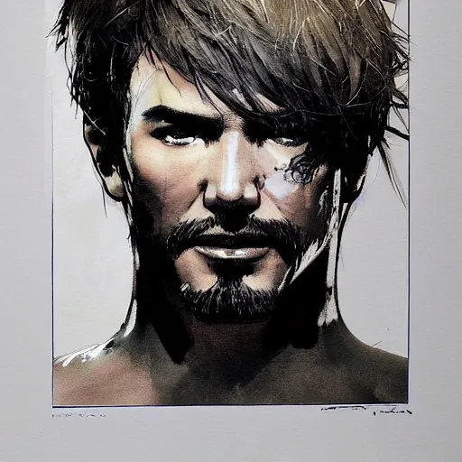 Prompt: male portrait by yoji shinkawa