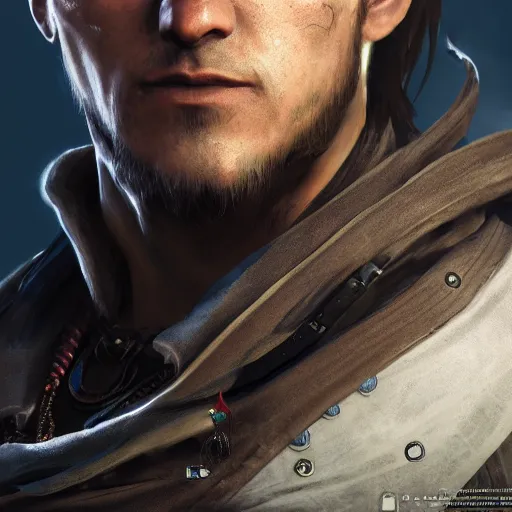 Prompt: a digital art close up portrait of clockpunk assassin concept art from assassin's creed, handsome young man assassins creed character sheet, 4 k, ultra detail, volumetric lighting, unreal engine, octane render, assassins creed syndicate