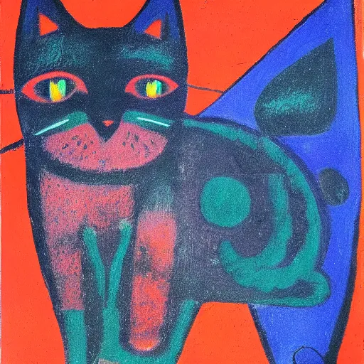 Prompt: cat by rufino tamayo