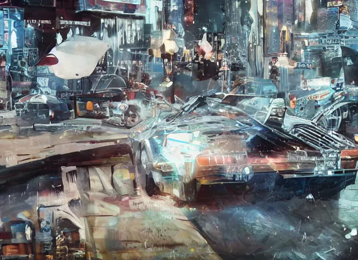 Image similar to a cyberpunk delorean breaking the space - time continuum, energy and time particles, dramatic framing, movie footage, 8 k