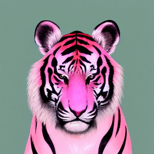 Image similar to a pink tiger, illustration concept art anime key visual trending pixiv fanbox by wlop and greg rutkowski and makoto shinkai and studio ghibli and kyoto animation symmetrical facial features