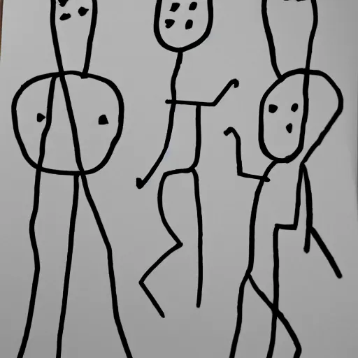 Prompt: stickman figures drawn by a 3 year old