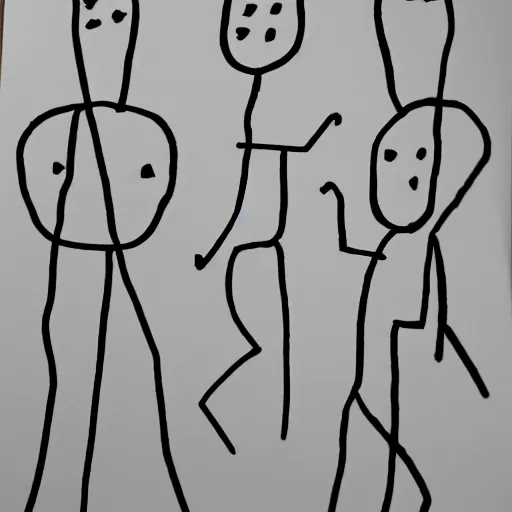 Image similar to stickman figures drawn by a 3 year old