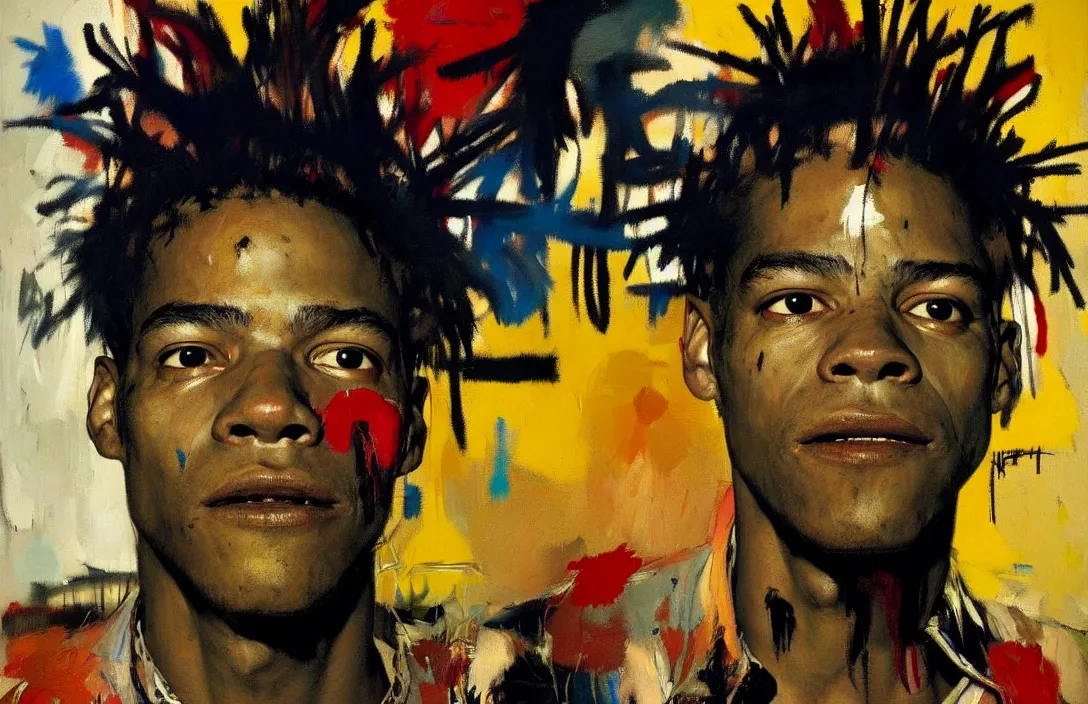 Prompt: portrait of basquiat!!!!!!!!!!!!!!!!!!!!!!!!!!!, detailed face, detailed painting, epic lighting, by ilya repin, phil hale and kent williams