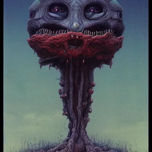 Image similar to beautiful little creature, alien bestiary by Beksinski and Studio Ghibli