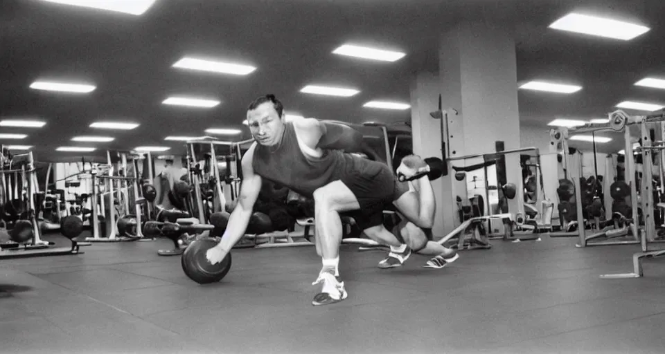 Image similar to photo in color, yeltsin in the gym, clear photo