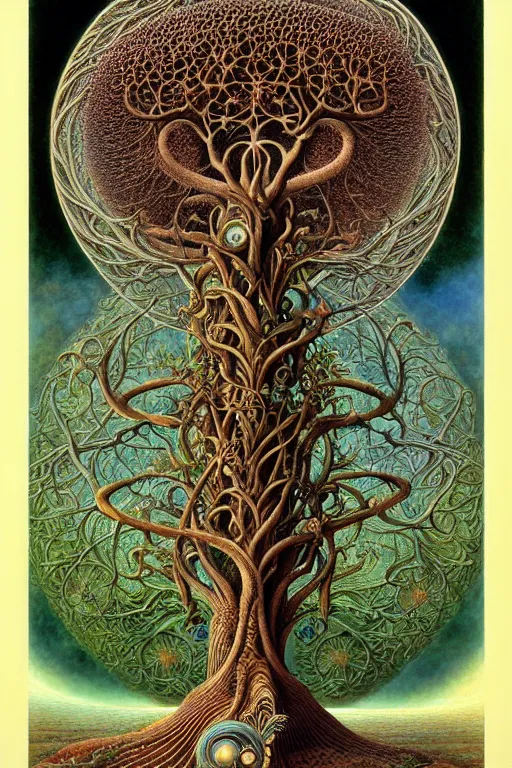 Image similar to tree of life by roger dean and andrew ferez, art forms of nature by ernst haeckel, divine chaos engine, symbolist, visionary, art nouveau, botanical fractal structures, organic, detailed, realistic, surreality