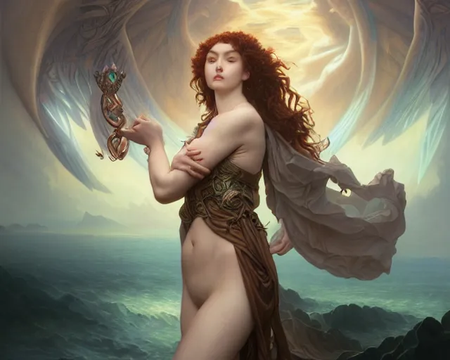 Image similar to photography of evelyn de morgan, deep focus, d & d and mtg, fantasy, intricate, elegant, highly detailed, digital painting, artstation, concept art, matte, sharp focus, illustration, hearthstone, art by artgerm and greg rutkowski and alphonse mucha