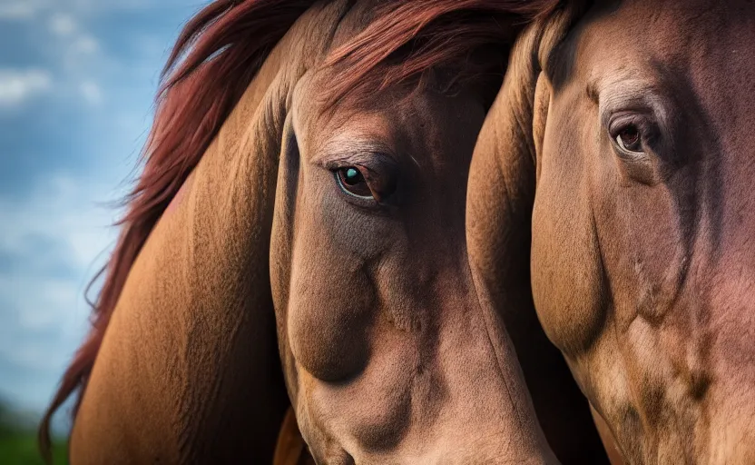 Image similar to eight eyes eyes looking at camera dinosaur, horse, 5 0 mm, 8 k, odd