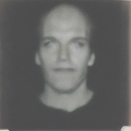 Image similar to grainy polaroid photograph of the face of a serial killer, only known evidence