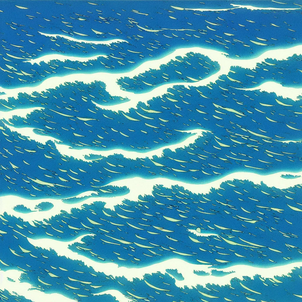 Prompt: ocean swells by moebius
