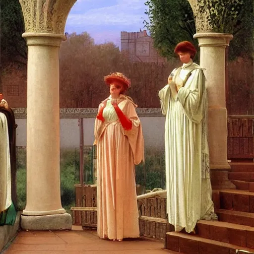 Prompt: painting by edmund leighton, 1902