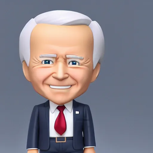 Image similar to character face portrait of a singular kawaii chibi Joe Biden in the sytle of kyoto animation, in simple background, nendoroid eyes, blender, toon rendering, toon shader