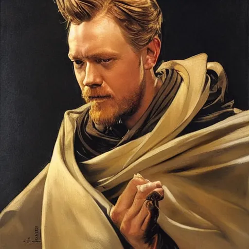 Prompt: obi - wan in prey picture by j. c. leyendecker and peter paul rubens, asymmetrical, dark vibes, realistic painting, organic painting, matte painting, geometric shapes, hard edges, graffiti, street art : 2 by j. c. leyendecker and peter paul rubens : 4