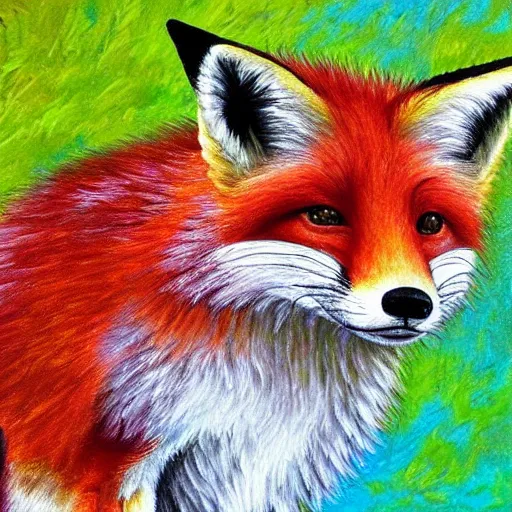 Prompt: retarded fox painting, vivid colors