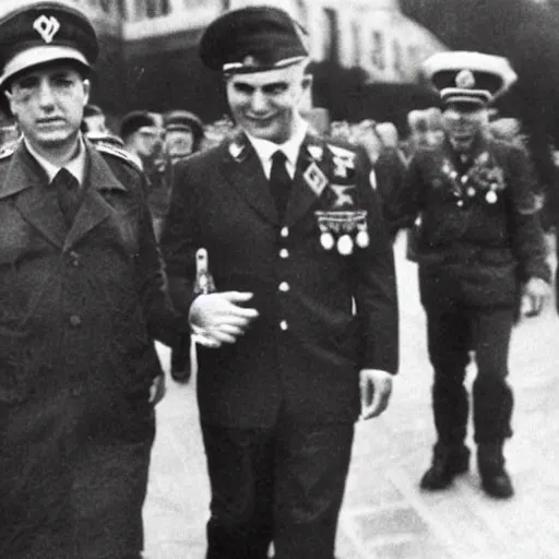 Prompt: benjamin netanyahu in a nazi uniform, epic image, red armband