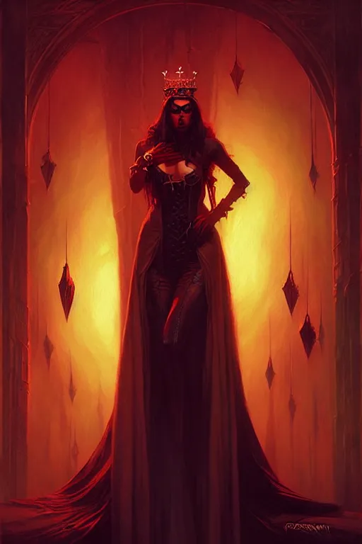 Image similar to queen vampire by anna podedworna, greg rutkowski, gaston bussiere, simon bisley