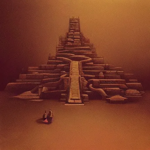 Image similar to “inside the Temples from LOZ: OOT hyperrealism in the style of Zdzisław Beksiński. Trending on artstation”