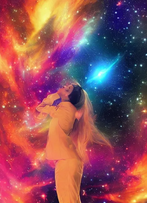 Prompt: futuristic space portrait of a woman,((shigeto koyama!!)),(((((jean giraud))))),space nebula background!!!!!!!, ((((((narumi kakinouchi)))))), bright vibrant colors, beautiful, rule of thirds, gradation, cosmic