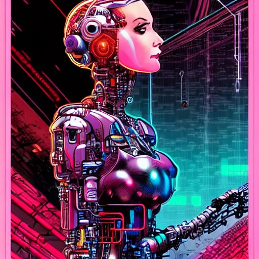 Image similar to a portrait of a beautiful cybernetic woman, wires, cyberpunk concept art by josan gonzales and philippe druillet and dan mumford and enki bilal and jean claude meziere