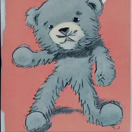 Image similar to fluffy teddy bear color comic book drawing as drawn by jack kirby