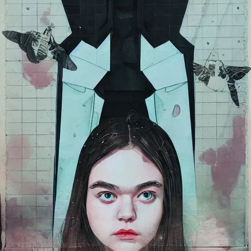 Image similar to Elle Fanning in District 9 picture by Sachin Teng, asymmetrical, dark vibes, Realistic Painting , Organic painting, Matte Painting, geometric shapes, hard edges, graffiti, street art:2 by Sachin Teng:4