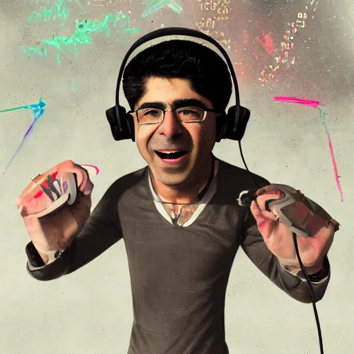 Prompt: tony khan wearing a headset, yelling furiously, piles of cocaine everywhere, scolding, background filled with frightened people, intense, hyper detailed, artstation, flashing lights, hyper anger, intricate detail, concept art, 8 k